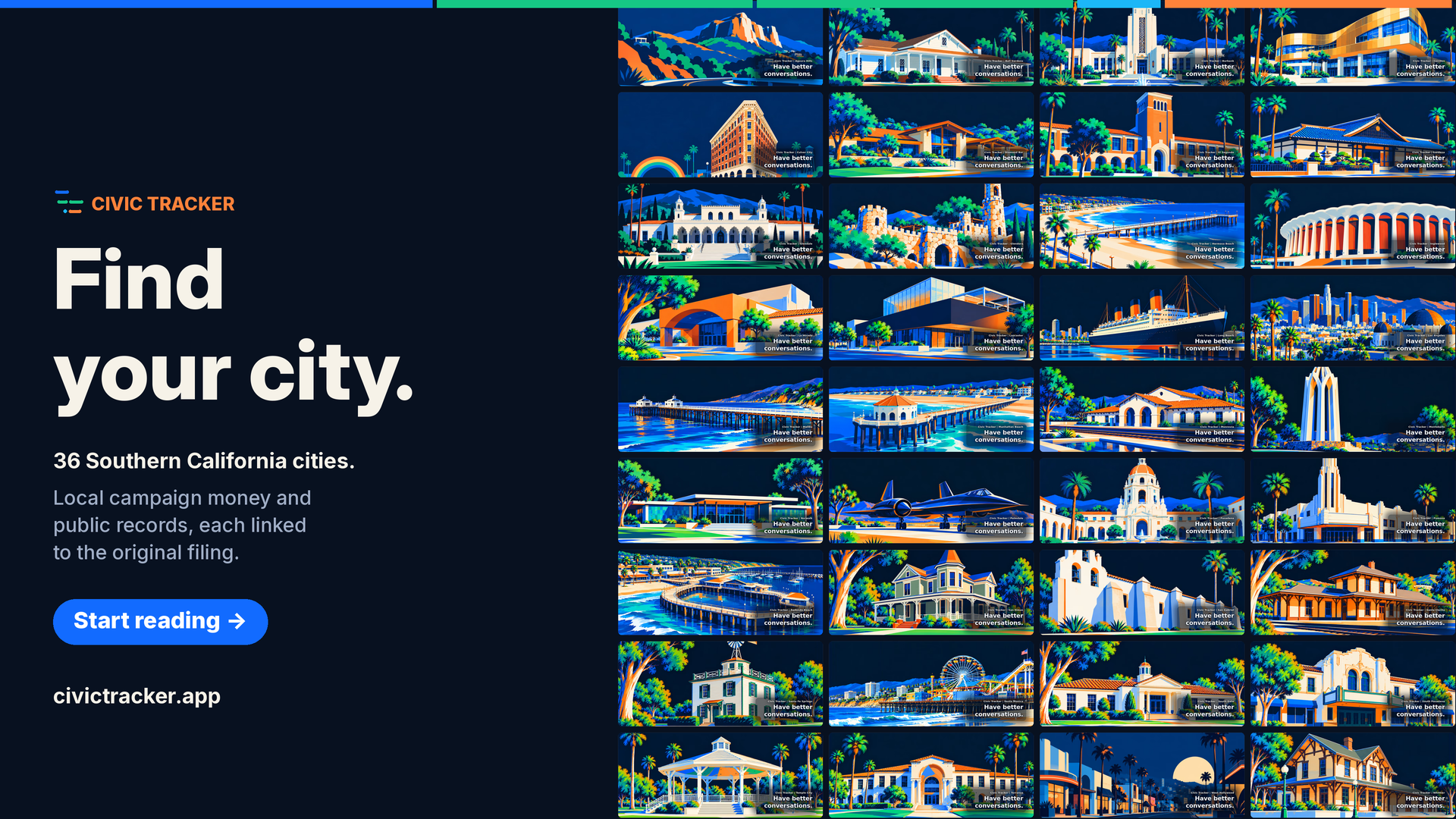 Find your city. Place art for every city on Civic Tracker.